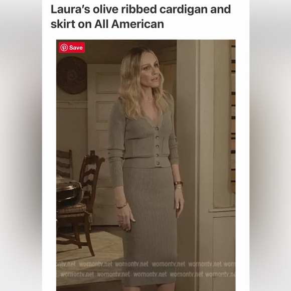 Anine Bing Layla Olive Khaki Ribbed Cardigan Sweater and Skirt SET XS NEW - Picture 2 of 7